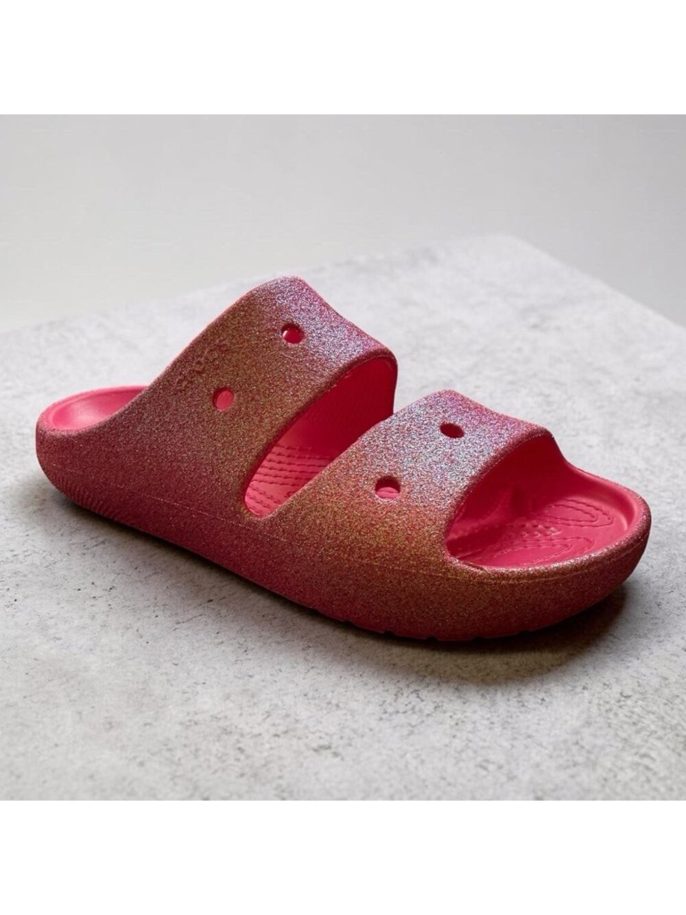 Crocs Women’s Size 6 Glitter Pink Double Strap Slides Sandals